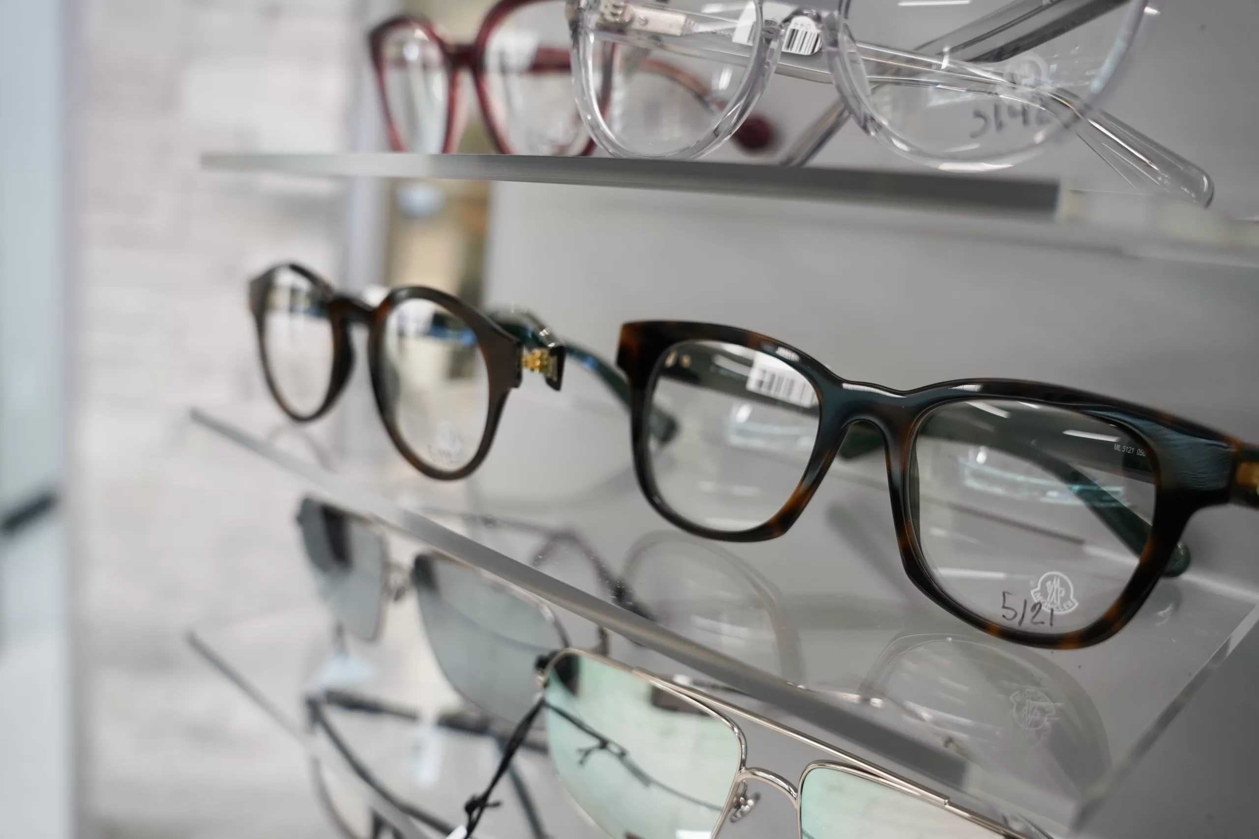 Close up of glasses display